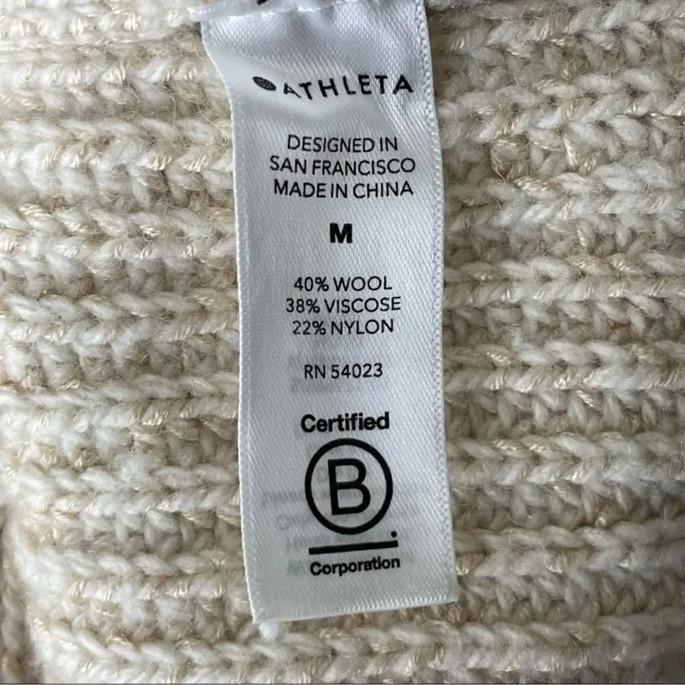 ATHLETA SIERRA CREW NECK WOOL BLEND SWEATER CREAM Size M